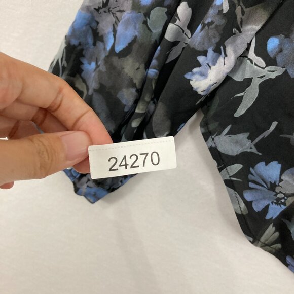 Bella Dahl size Small Black blue Floral Long Sleeve Button Up Feminine Preppy - Picture 12 of 12